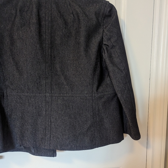 Kasper Dark Grey Cotton Blend Stretchy Jean Gold Gold Anchor Button Blazer (6P) - Picture 5 of 13